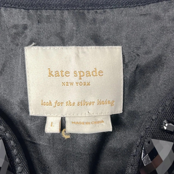 Kate Spade Genniva Black Embellished Beaded V-neck Shift Dress - Picture 4 of 7